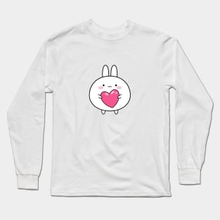 Love you sticker, Cute white rabbit sticker, Valentines day, Cute sticker, Kawaii rabbit, Pink sticker Long Sleeve T-Shirt